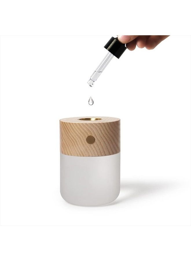 Generic - Portable Diffuser Essential Oil Diffusers,Wood Aromatherapy Diffuser with Warm Light,Battery Operated Diffuser for Essential Oils for Home(White Ash) - Image 1