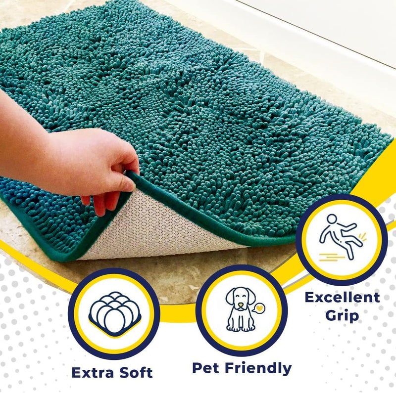 Muddy MatÂ® | Super Absorbent Door Mat Indoor, Microfiber Quick Dry Chenille Entryway Rug, Non-Slip Front Door Mat, Indoor Mats for Entryway, Machine Washable Pet Rug, Teal 18"x28" - Image 2