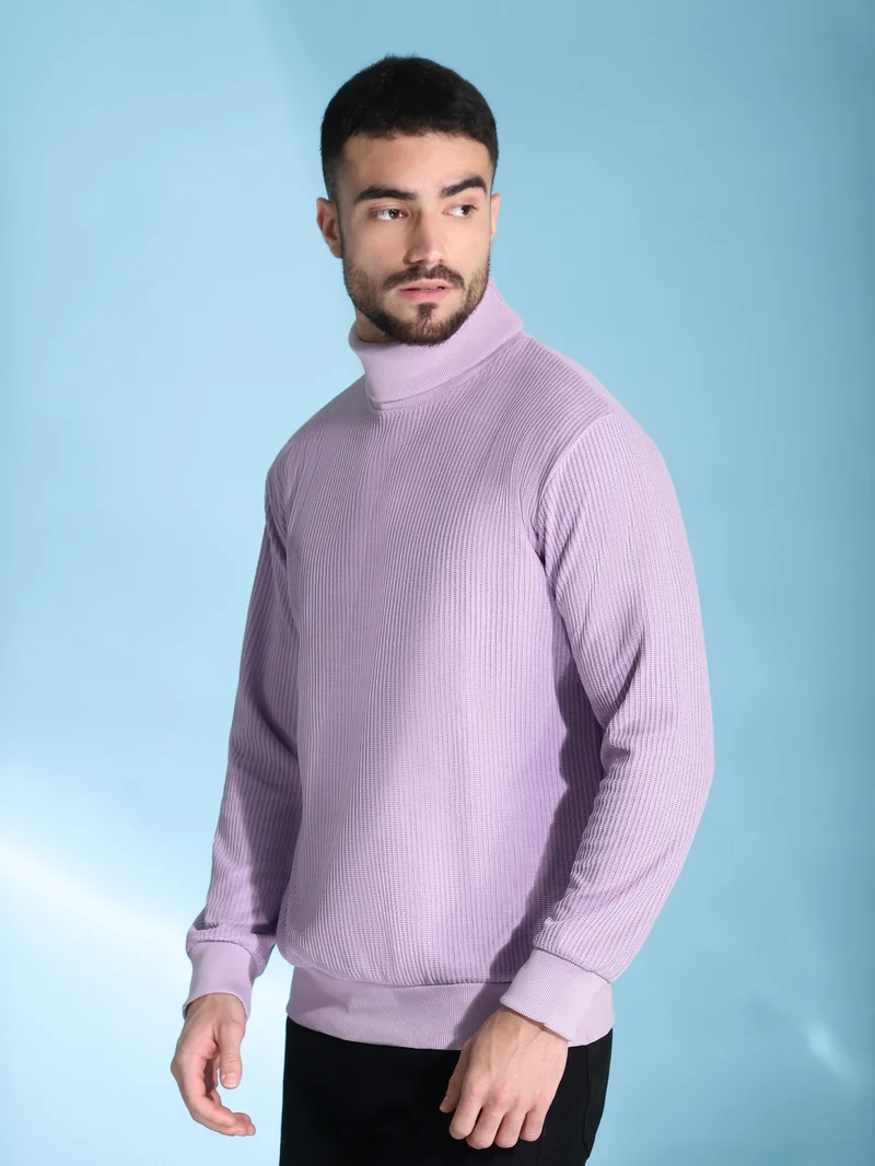 بيونغ سترة صوفية برقبة سلحفاة بلون الليلك