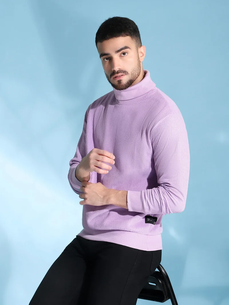 بيونغ سترة صوفية برقبة سلحفاة بلون الليلك