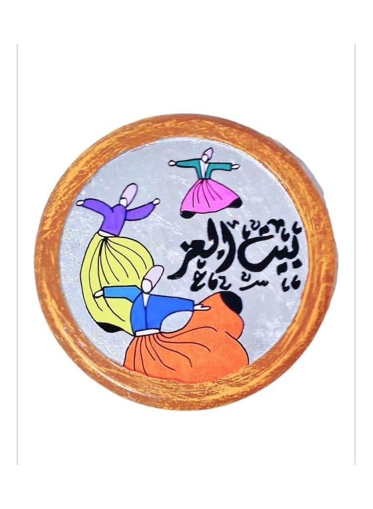 برواز خشب وزجاج حائط قطر 15 سم