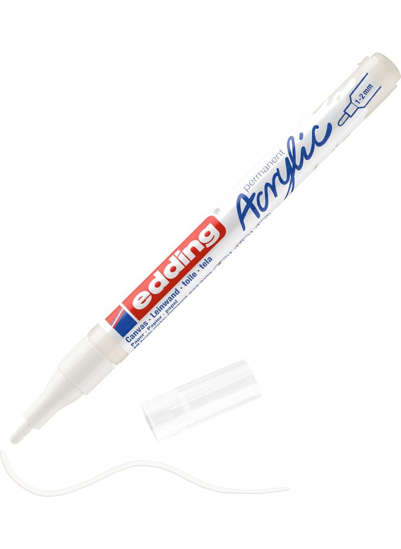 Edding - 5300 Fine Tip Acrylic Marker - Traffic White - 1-2 mm Fine Round Tip - Image 1