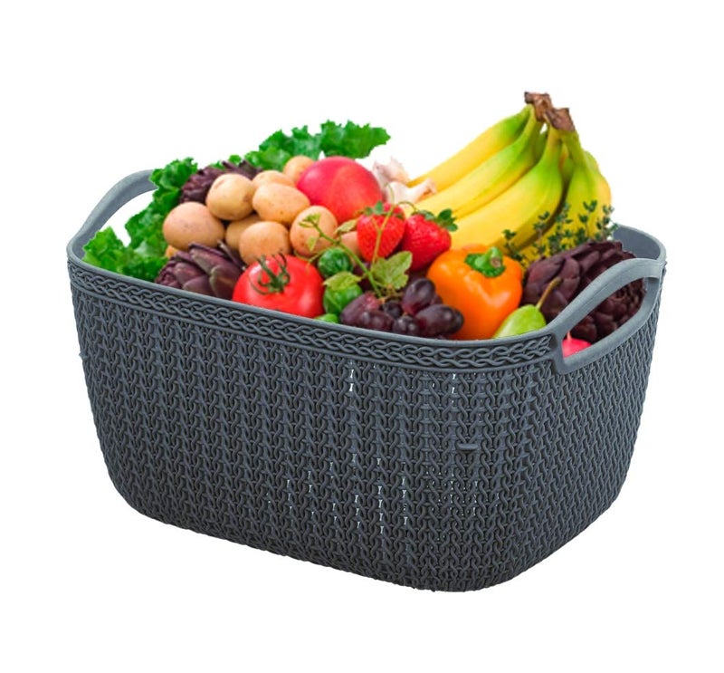 Kuber Industries Kuber Industries Q-6 Unbreakable Plastic Multipurpose Large Size Flexible Storage Baskets/Fruit Vegetable Bathroom Stationary Home Basket with Handles (Grey)  - Image 1