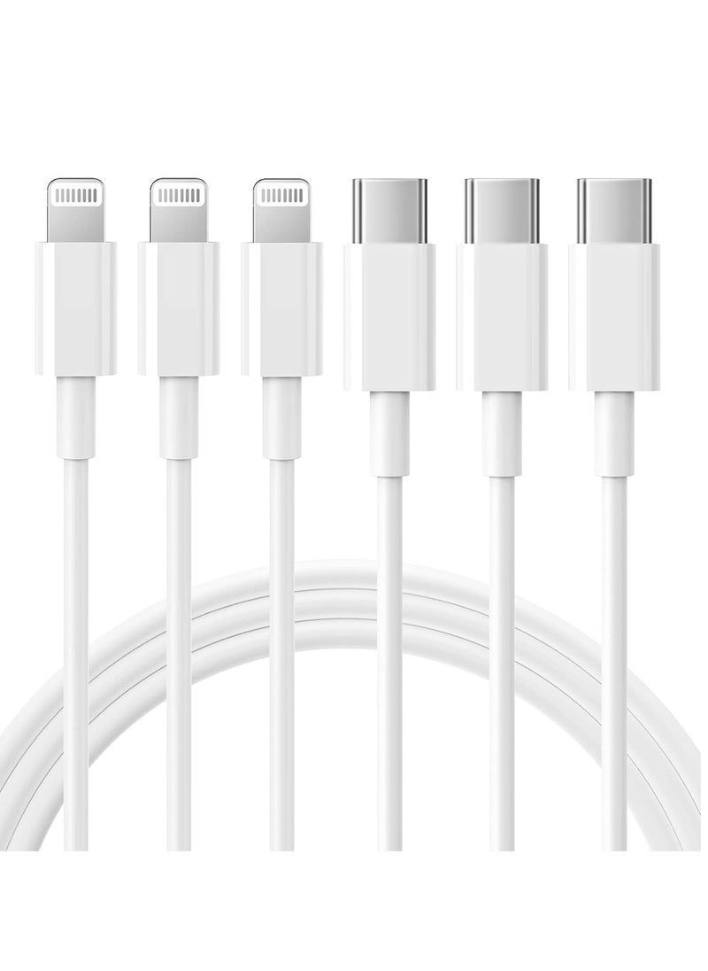 X-level USB C to Lightning Cable 3Pack 6.5FT [MFi Certified] iPhone Fast Charger Cable USB-C Power Delivery Charging Cord for iPhone 14/13/12/11/XS/XR/X/8/iPad,White  - Image 1
