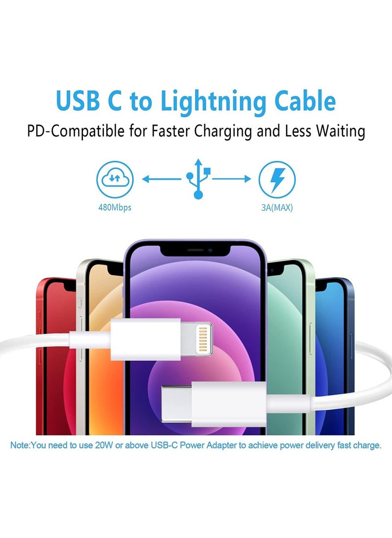 X-level USB C to Lightning Cable 3Pack 6.5FT [MFi Certified] iPhone Fast Charger Cable USB-C Power Delivery Charging Cord for iPhone 14/13/12/11/XS/XR/X/8/iPad,White  - Image 2