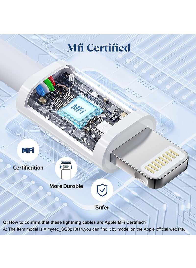 X-level USB C to Lightning Cable 3Pack 6.5FT [MFi Certified] iPhone Fast Charger Cable USB-C Power Delivery Charging Cord for iPhone 14/13/12/11/XS/XR/X/8/iPad,White  - Image 3