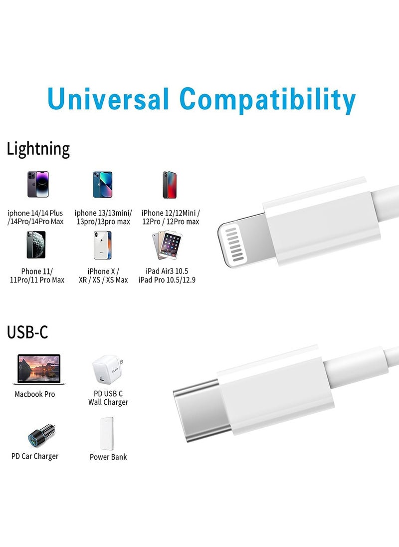 X-level USB C to Lightning Cable 3Pack 6.5FT [MFi Certified] iPhone Fast Charger Cable USB-C Power Delivery Charging Cord for iPhone 14/13/12/11/XS/XR/X/8/iPad,White  - Image 5
