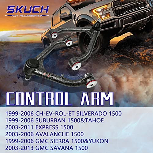 SKUCH 4X4 ACCESSORIES Front Upper Control Arms for 2-4" Lift - Fits 1999-2006 Chevy Silverado GMC 1500, 2000-2006 Suburban 1500, 2003-2011 Express 1500, Avalanche 1500, Yukon PU Bushing Suspension Control Arm（2PCS） - Image 3