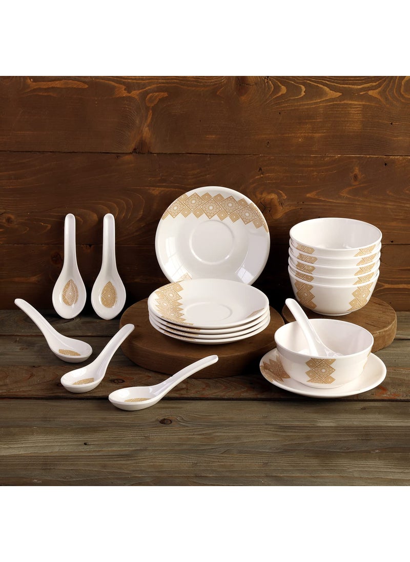 Superware Superware | Food Grade Melamine | Soup Set – Golddeko (18 pcs.) | Dinnerware, Tableware, Stain Free, Glazed Finish  - Image 5
