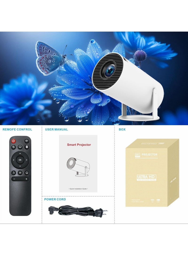 HY300 Pro Ultra Portable Projector 4K WiFi 6 BT 5.2 Upgraded Portable Projector Full HD Supported for Phone/PC/TV/HDMI /PS5 /Laptop Auto Keystone Home Theater 180° Rotation [Built-in App]