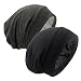 GB Selected Silk Satin Lined Bonnet Sleep Cap - Adjustable Stay on All Night Hair Wrap Cover Slouchy Beanie for Curly Hair Protection for Women and Men - Black & Dark Grey - Image 2