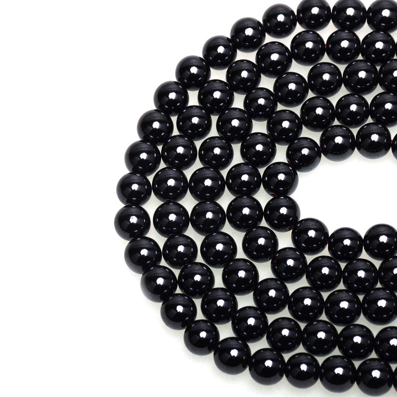 LPBeads 100PCS 8mm Natural Black Obsidian Beads Gemstone Round Loose Beads for Jewelry Making with Crystal Stretch Cord