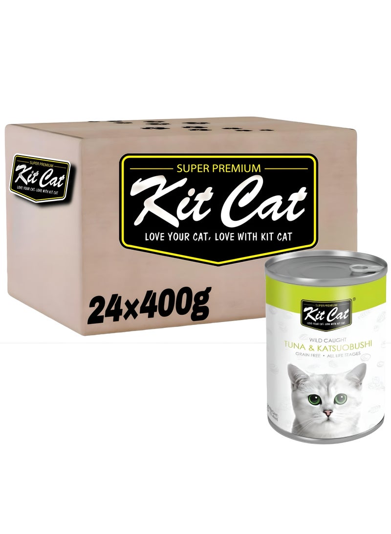 كيت كات كت كات (24 عبوة ) طعام قطط رطب بنكهة التونة وسمك البونيتو لقطط الصغيرة والكبيرة / 400 غرام - Image 1
