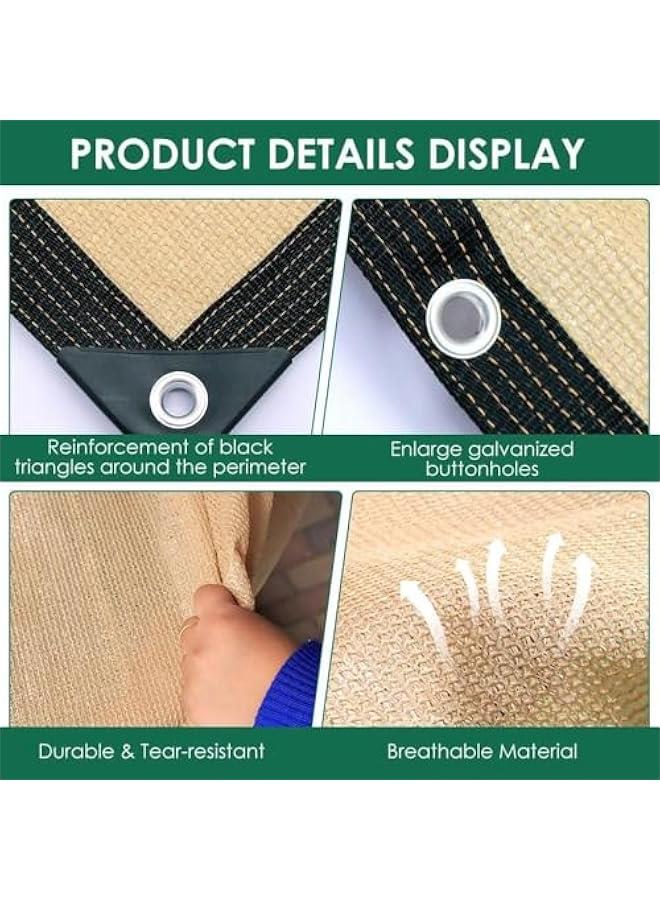 ميكسد RCCO Sunshade Net Outdoor, Anti-UV Sunblock Shade Cloth Mesh with Grommets, Weatherproof UV Protection Balcony Safety Privacy Net Garden Yard Fence Netting for Backyard Plants Garage Greenhouse (3*4 - Image 2
