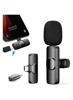 Wireless Microphone for iPhone Android Plug-Play Wireless Lavalier Microphone Clip on Microphone Auto Sync and Noise Reduction Lapel Microphone Systems for YouTube Facebook Interview Tiktok