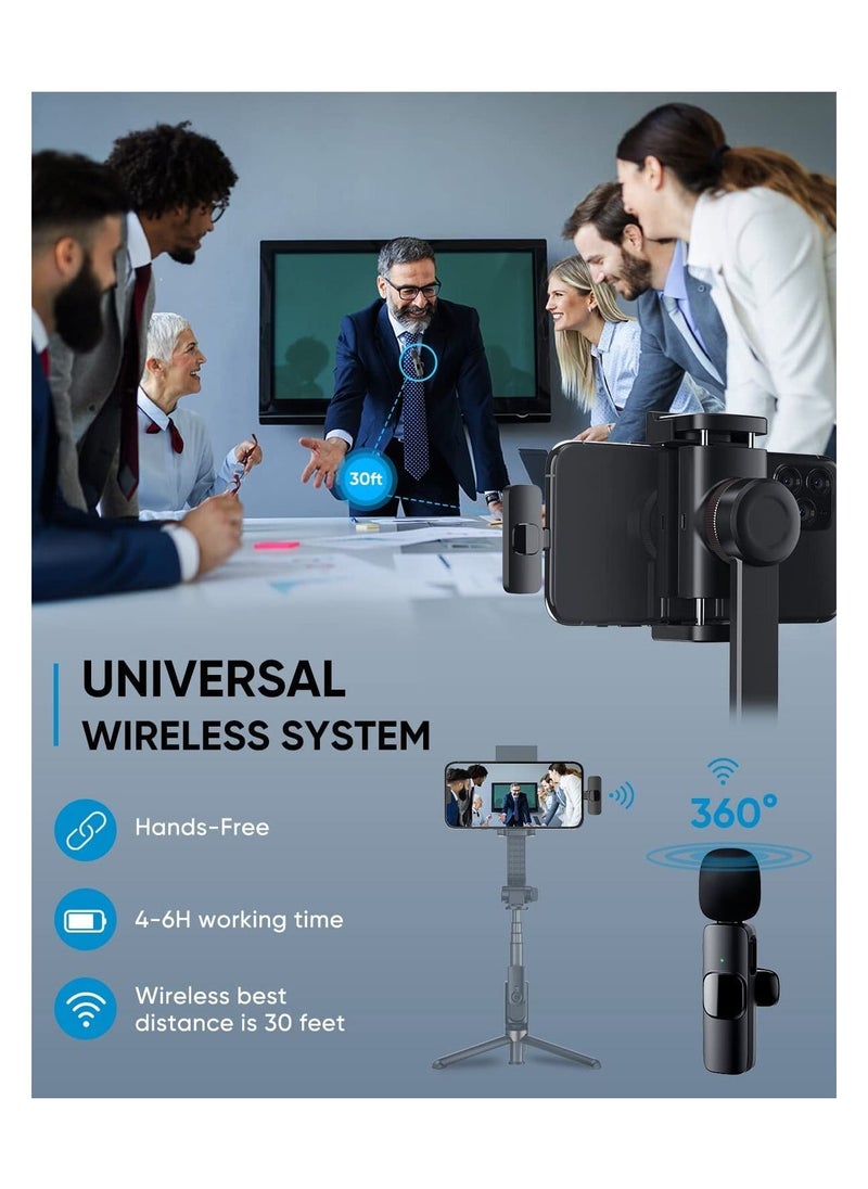 Generic - Wireless Microphone for iPhone Android Plug-Play Wireless Lavalier Microphone Clip on Microphone Auto Sync and Noise Reduction Lapel Microphone Systems for YouTube Facebook Interview Tiktok - Image 1