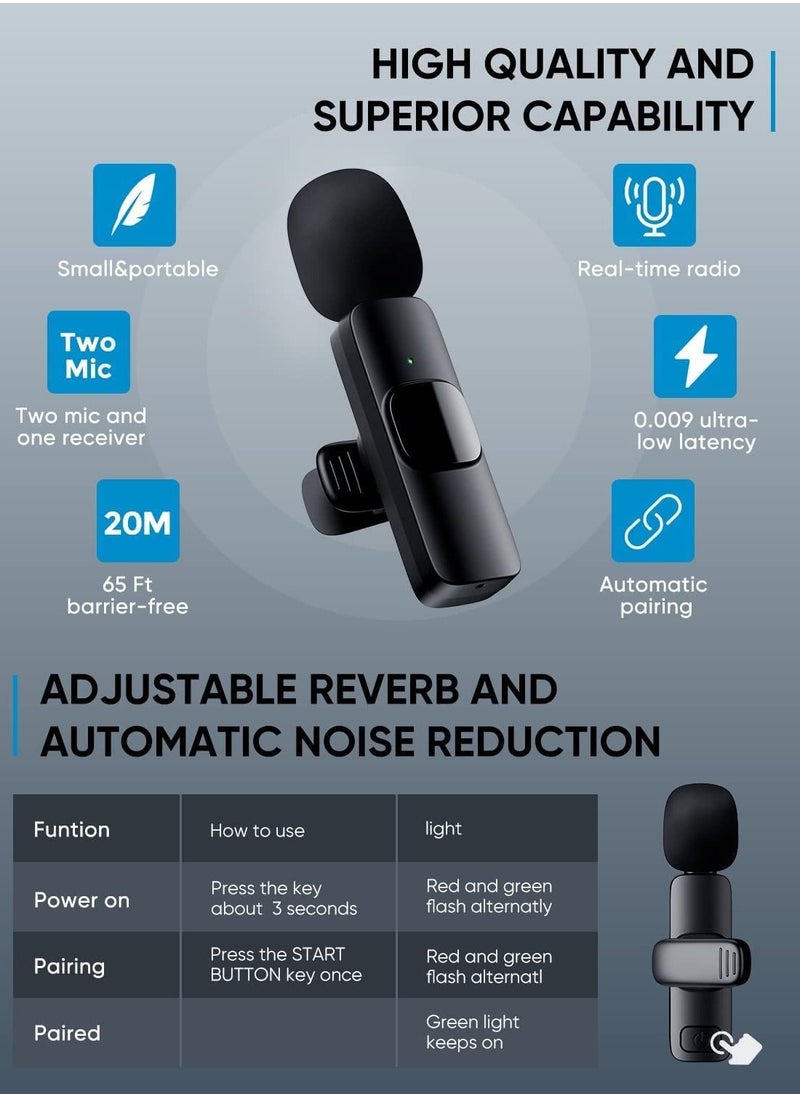 Generic - Wireless Microphone for iPhone Android Plug-Play Wireless Lavalier Microphone Clip on Microphone Auto Sync and Noise Reduction Lapel Microphone Systems for YouTube Facebook Interview Tiktok - Image 1