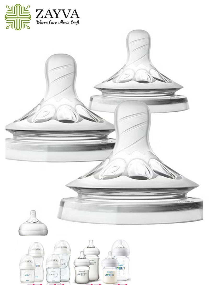 ZAYVA Pack Of 4 Natural Feeding Bottle Nipple 6 Months+, For AVENT Bottle - Image 1