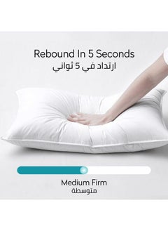 Donetella Cotton Pillow 2-Pieces (1200Gm Each) King Size Bed Pillow, 50 x 75 cm, With Luxury Down Alternative Filling And Skin-Friendly Satin Feel, Hotel Style, Medium Loft White  - Image 5
