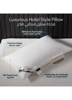 Donetella Cotton Pillow 2-Pieces (1200Gm Each) King Size Bed Pillow, 50 x 75 cm, With Luxury Down Alternative Filling And Skin-Friendly Satin Feel, Hotel Style, Medium Loft White  - Image 3