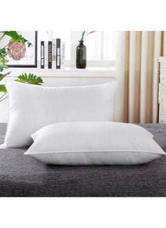 Donetella Cotton Pillow 2-Pieces (1200Gm Each) King Size Bed Pillow, 50 x 75 cm, With Luxury Down Alternative Filling And Skin-Friendly Satin Feel, Hotel Style, Medium Loft White  - Image 2