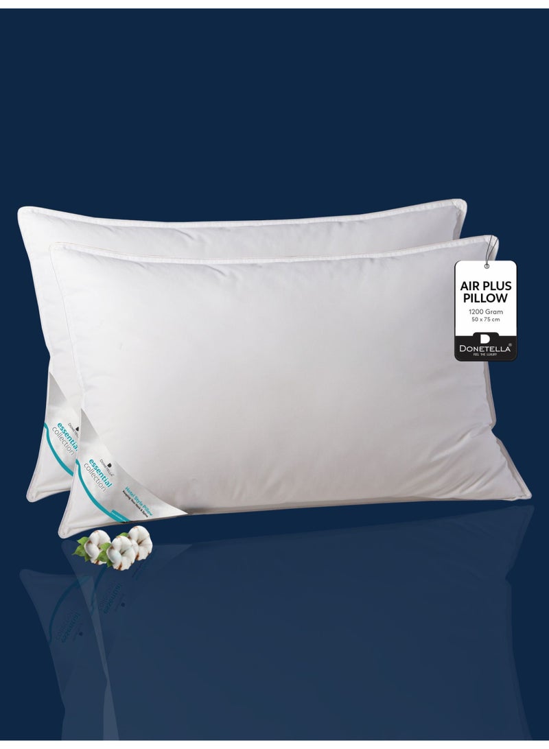 Donetella Cotton Pillow 2-Pieces (1200Gm Each) King Size Bed Pillow, 50 x 75 cm, With Luxury Down Alternative Filling And Skin-Friendly Satin Feel, Hotel Style, Medium Loft White - Image 2