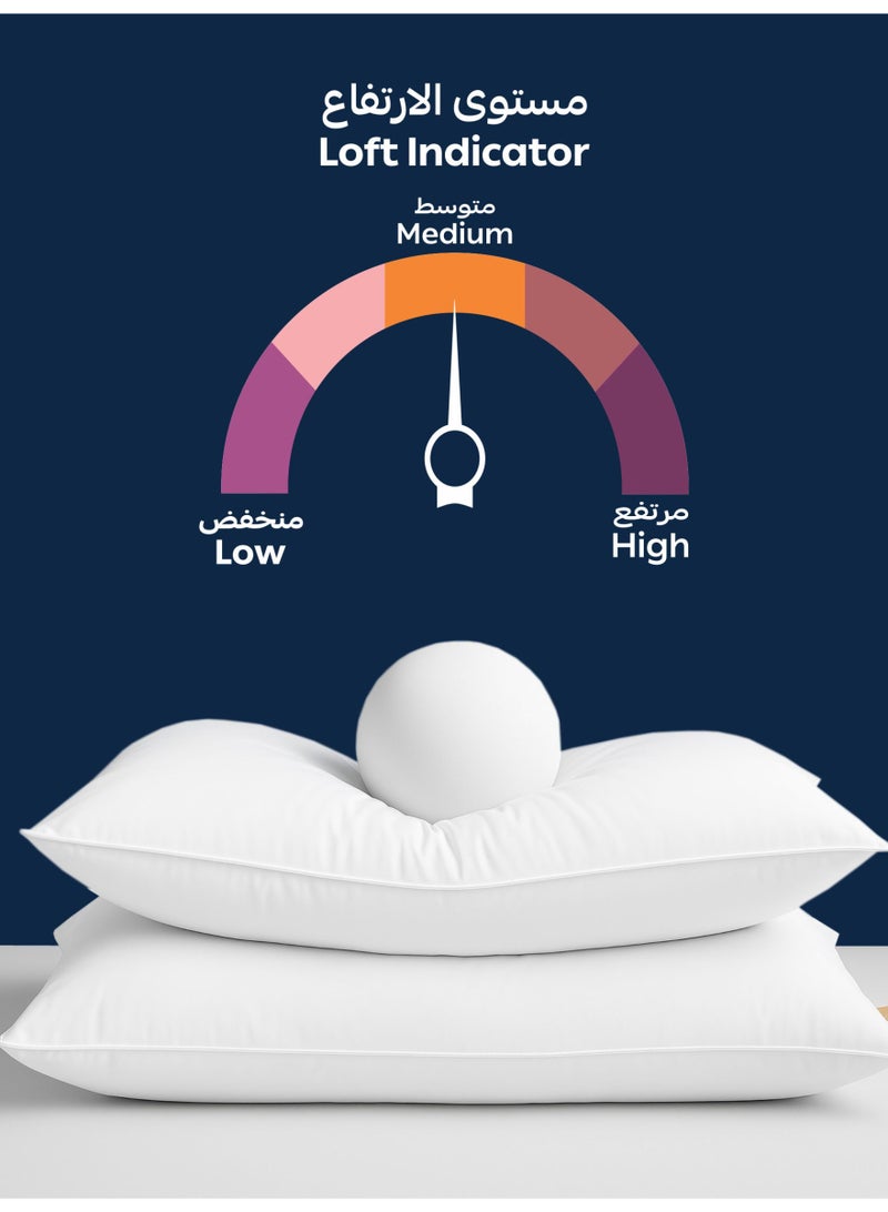 Donetella Cotton Pillow 2-Pieces (1200Gm Each) King Size Bed Pillow, 50 x 75 cm, With Luxury Down Alternative Filling And Skin-Friendly Satin Feel, Hotel Style, Medium Loft White - Image 5