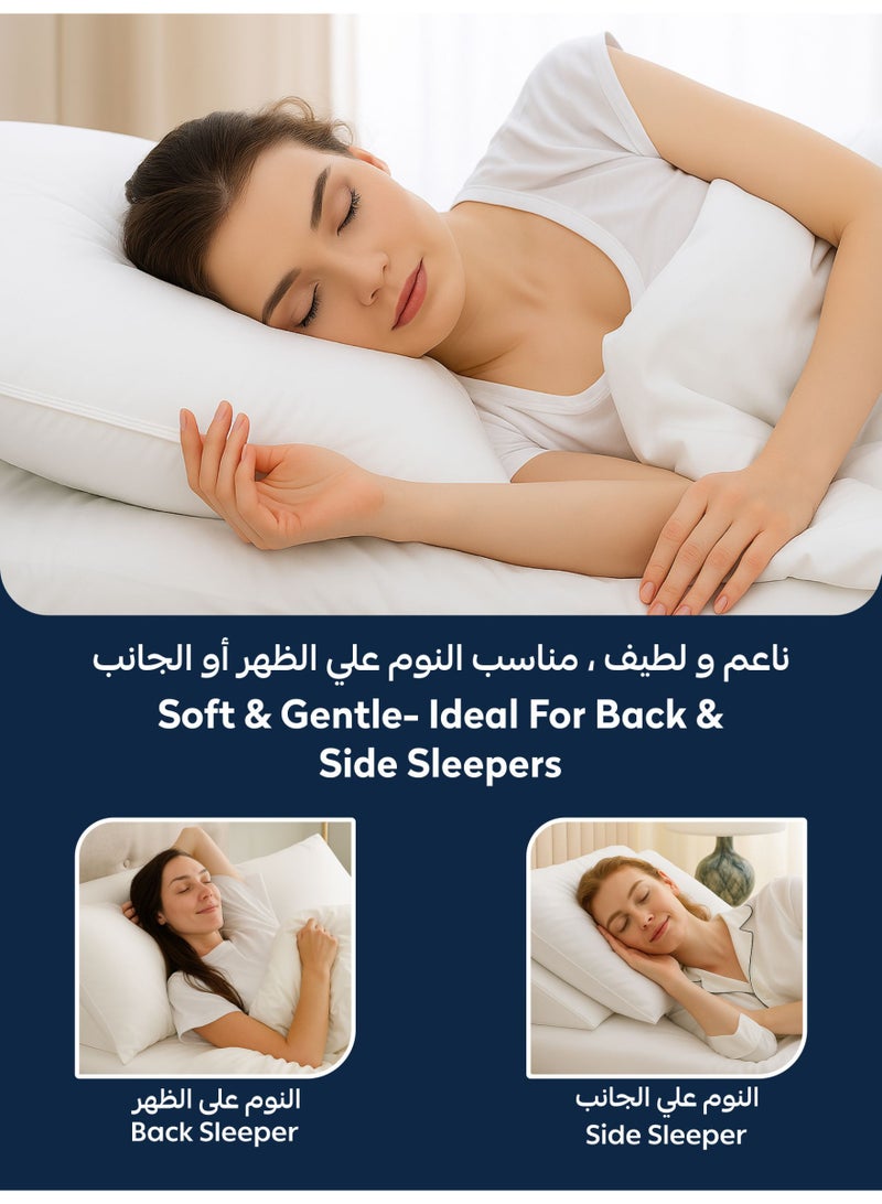 Donetella Cotton Pillow 2-Pieces (1200Gm Each) King Size Bed Pillow, 50 x 75 cm, With Luxury Down Alternative Filling And Skin-Friendly Satin Feel, Hotel Style, Medium Loft White - Image 3