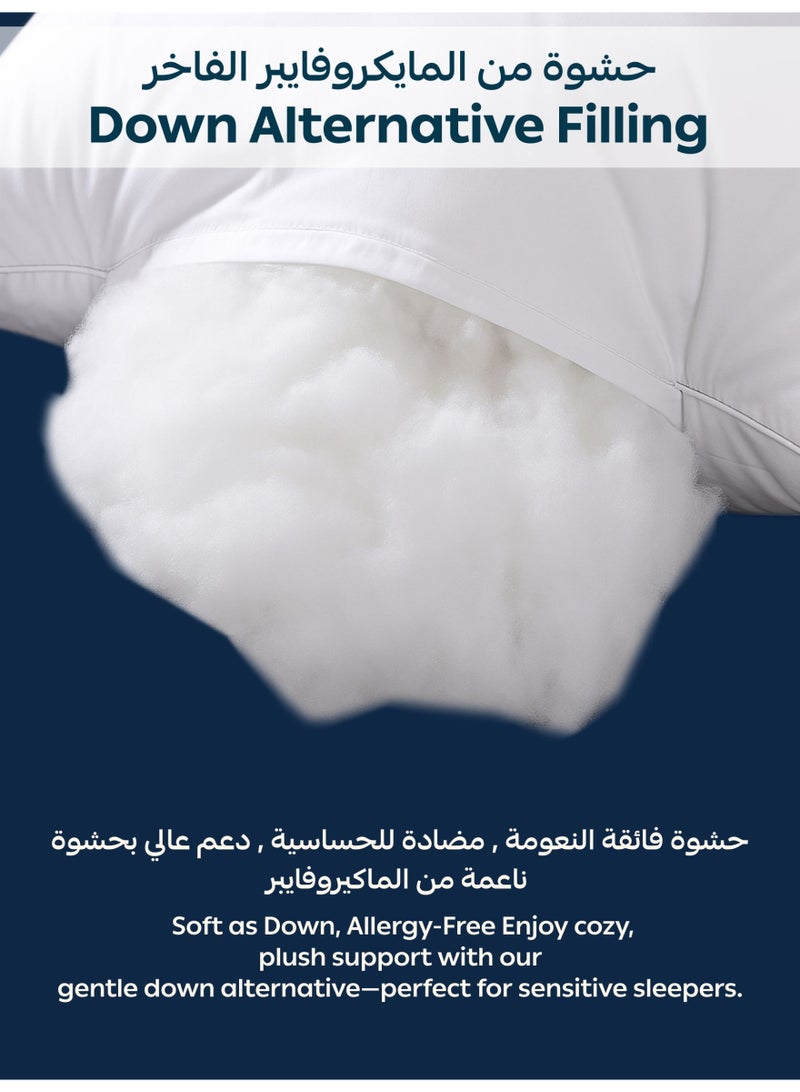 Donetella Cotton Pillow 2-Pieces (1200Gm Each) King Size Bed Pillow, 50 x 75 cm, With Luxury Down Alternative Filling And Skin-Friendly Satin Feel, Hotel Style, Medium Loft White - Image 4