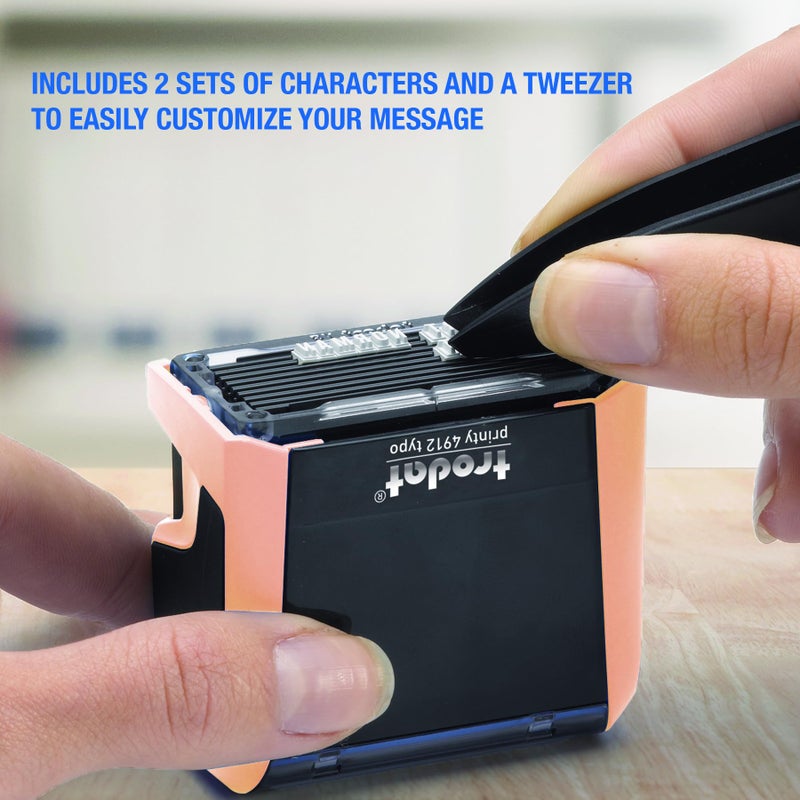 Trodat Printy 4912 Self Inking Do it Yourself (DIY) 4 line Personalized Custom Message or Address Stamp kit with Black Ink, Impression Size: 3/4â€ x 1-7/8â€ inch (Orange) - Image 5