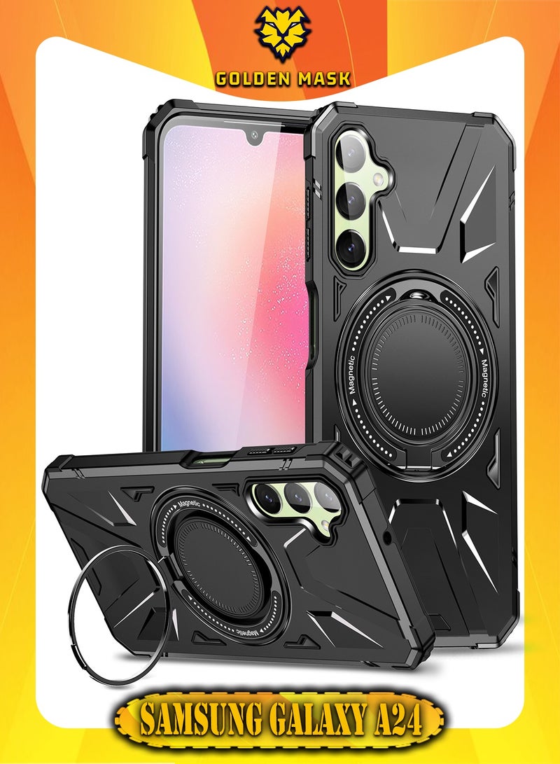 GOLDEN MASK GOLDEN MASK For Samsung Galaxy A24 4G/A25 4G/A25 Case Mag-Safe Magnetic Shockproof Phone Case with Ring Holder (Black)