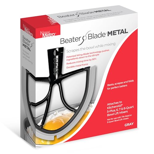 New Metro Design Beater Paddle Replacement Blade, Fits 5-Plus, 6, 7 & 8-Qt Bowl-Lift stand mixers, XL-MAX-Gray, Gray - Image 1