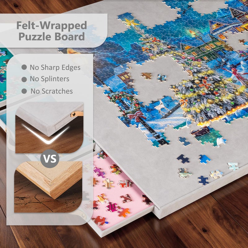 Becko US 1500-pc Tilting Puzzle Board with 6 Colored Drawers & Cover, Flannelette Puzzle Table with Embedded Stand, 3 Tilt Options, Puzzles Boards with Storage & Easel, for 1500 Pieces Puzzles (Gray) - Image 3