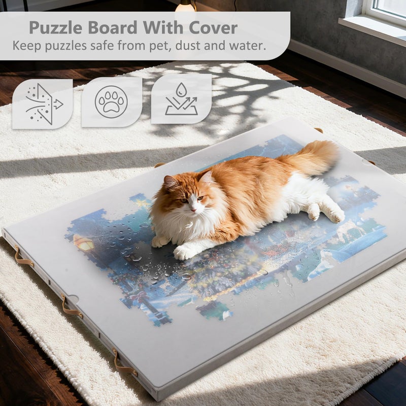 Becko US 1500-pc Tilting Puzzle Board with 6 Colored Drawers & Cover, Flannelette Puzzle Table with Embedded Stand, 3 Tilt Options, Puzzles Boards with Storage & Easel, for 1500 Pieces Puzzles (Gray) - Image 5