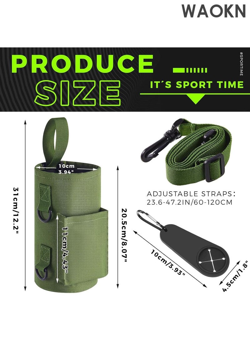 WAOKN Magnetic Water Bottle Holder Gym Water Bottle Carrier Bag with Phone Pocket Water Bottle Pouch Sleeve with Silicone Towel Buckle and Sling for Men Women Gym Accessories Organizer for Gym, Travel-Equipped with 6 magnets and silicone buckle（Green） - Image 3