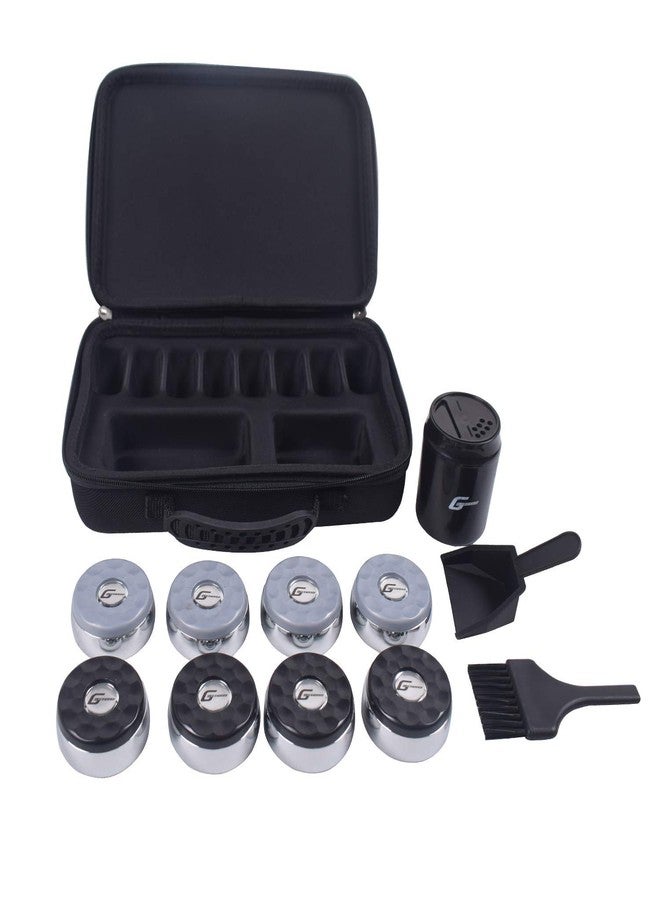 GAMESUN Shuffleboard Pucks (Set of 8) - 2 5/16" (58mm) with ABS Caps - Chrome, Black - Image 2