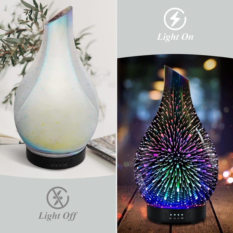 EQUSUPRO Essential Oil Diffuser 120ml Ultrasonic Aromatherapy Diffuser with Handmade Glass with Auto Shut-Off Protection 4 Timer Setting 7 Colors Changed LED Diffuser for Home Yoga Office Gifts for Women - Image 2