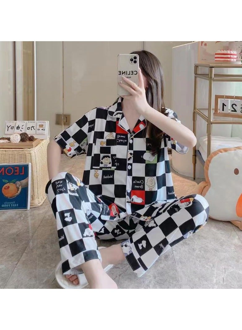 DubaiGallery Women's Pack Of 2 Top And Bottom Pyjama Set