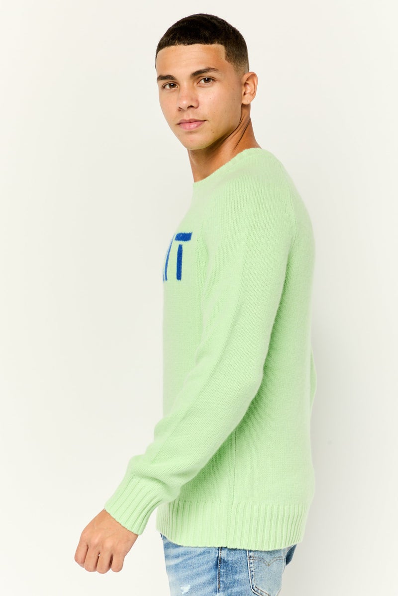 ESPRIT Men Ribbed Collar Long Sleeves Knitted Sweaters, Green - Image 3