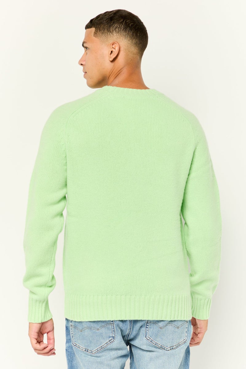 ESPRIT Men Ribbed Collar Long Sleeves Knitted Sweaters, Green - Image 2