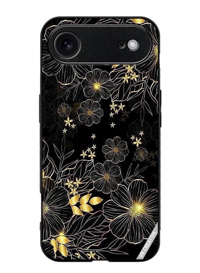 Protective Case Cover For Apple iPhone 17 Air Golden Flower Design Multicolour