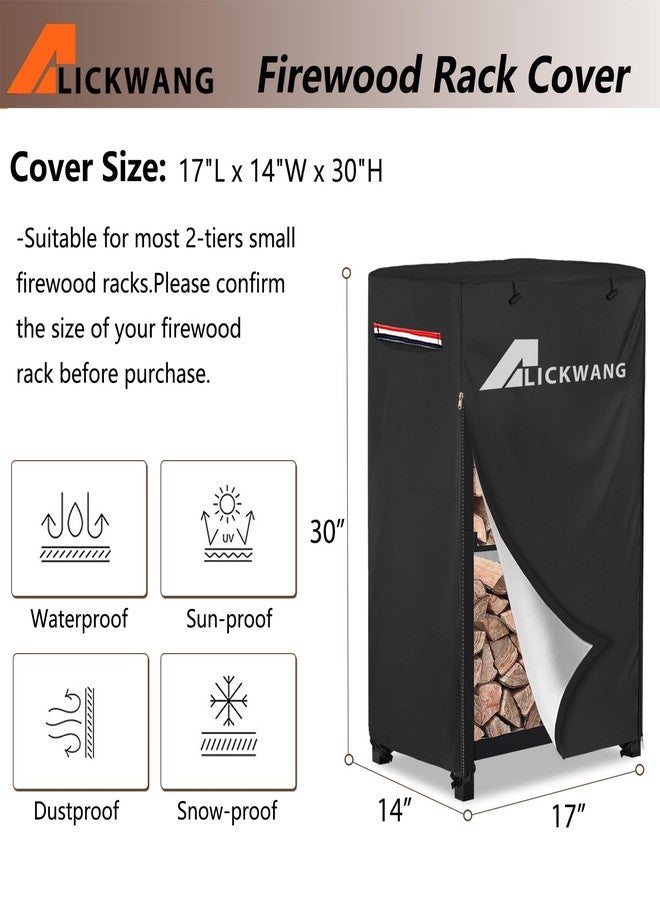 Alickwang 17 Inch Firewood Rack Cover,Heavy Duty 600D Waterproof Outdoor Firewood Storage Rack Cover,Cover for 2-Tiers Small Log Holders for Firewood.(14" D x 17" W x 30" H,Cover Only) - Image 2