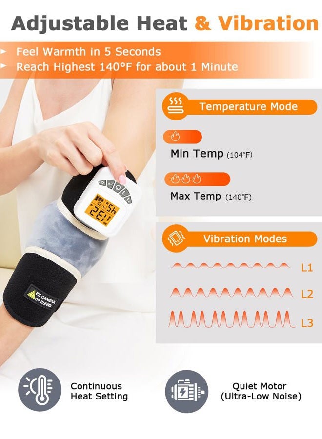 JOBYNA Cordless Elbow Heating Pad for Tennis Elbow Relief, 5000mAh Battery Arm Massager, 3-Level Vibration Massage, 104-140°F Adjustable Temp, 30/45/60Mins Timer, Type-C Cable & Storage Bag - Image 3