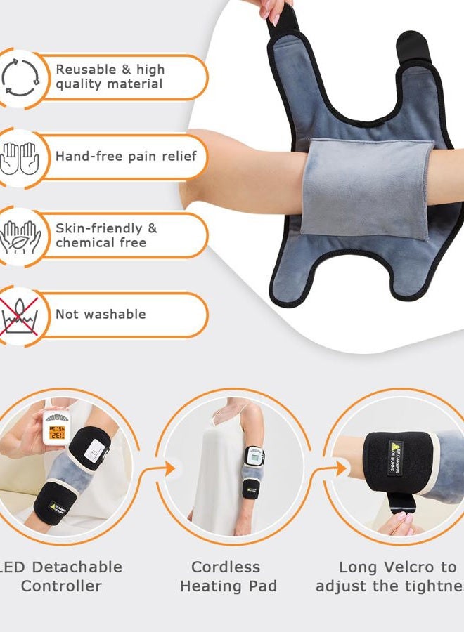 JOBYNA Cordless Elbow Heating Pad for Tennis Elbow Relief, 5000mAh Battery Arm Massager, 3-Level Vibration Massage, 104-140°F Adjustable Temp, 30/45/60Mins Timer, Type-C Cable & Storage Bag - Image 2