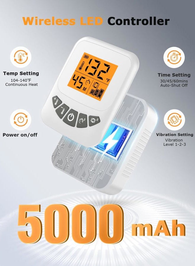 JOBYNA Cordless Elbow Heating Pad for Tennis Elbow Relief, 5000mAh Battery Arm Massager, 3-Level Vibration Massage, 104-140°F Adjustable Temp, 30/45/60Mins Timer, Type-C Cable & Storage Bag - Image 4