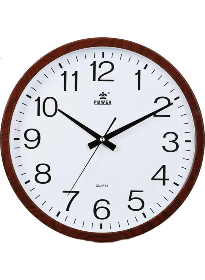 POWER Tyrant King Wall Clock Living Room Simple Wall-Mounted Large Clock Electronic Quartz Clock 35Cm Wood Grain Color 23016J - Image 3