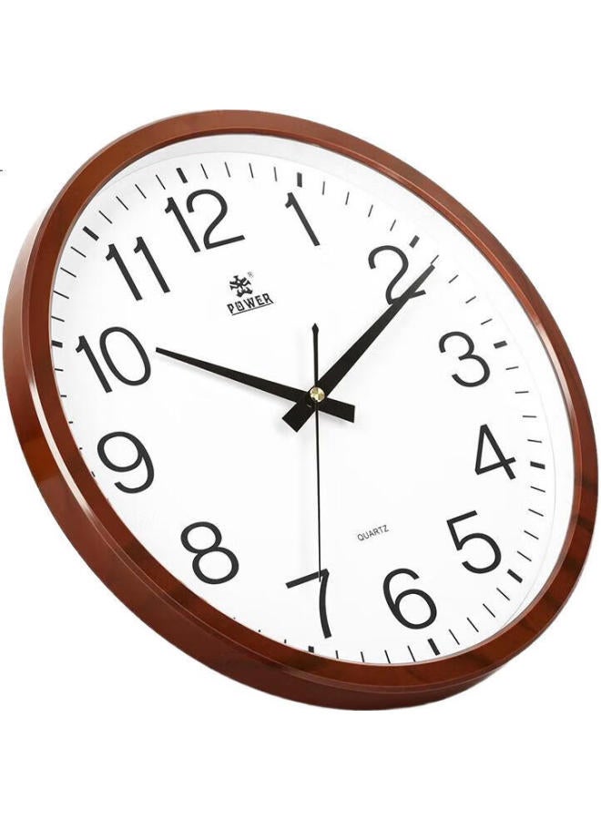 POWER Tyrant King Wall Clock Living Room Simple Wall-Mounted Large Clock Electronic Quartz Clock 35Cm Wood Grain Color 23016J - Image 2