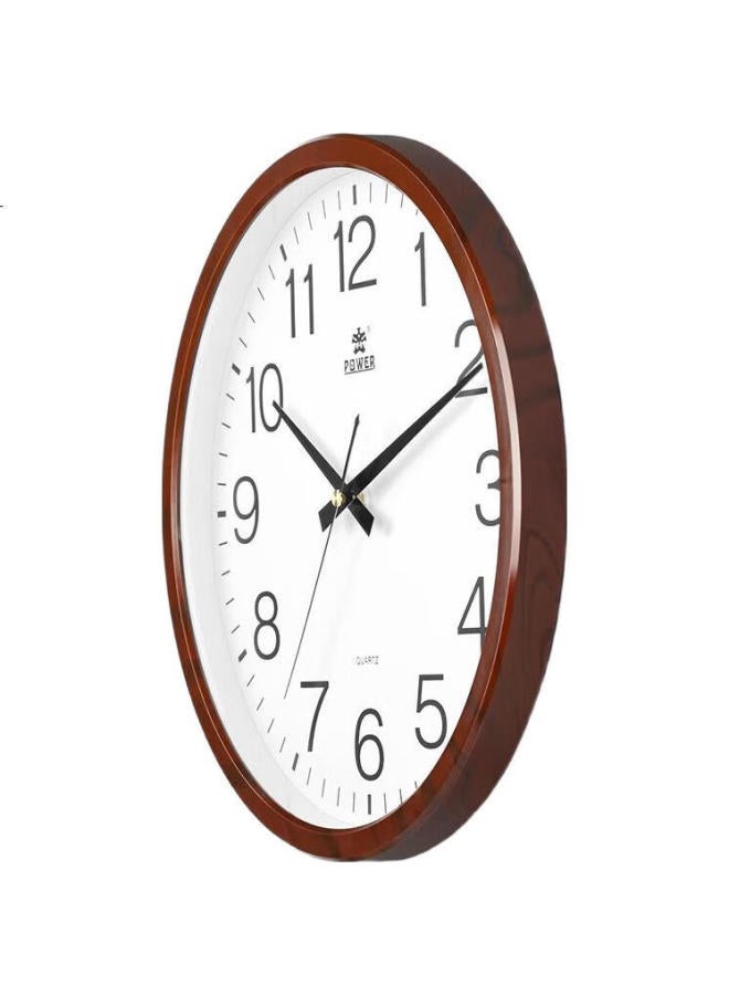 POWER Tyrant King Wall Clock Living Room Simple Wall-Mounted Large Clock Electronic Quartz Clock 35Cm Wood Grain Color 23016J - Image 1