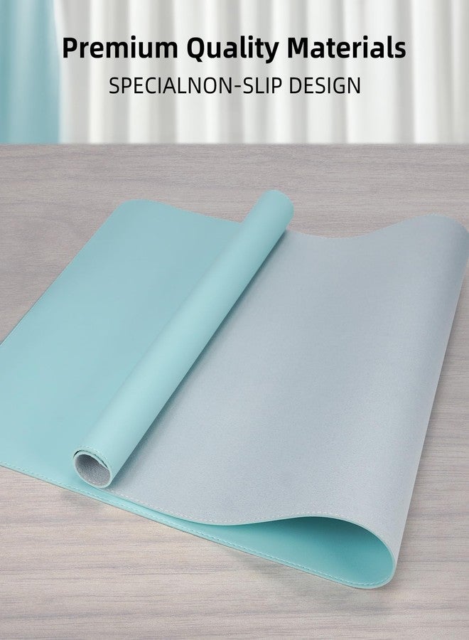 AFIING Leather Desk Pad Protector, Mouse Pad, Office Desk Mat, Non-Slip PU Leather Desk Blotter, Laptop Desk Pad, Waterproof Desk Writing Pad for Office and Home (Teal, 31.5" x 15.7") - Image 2