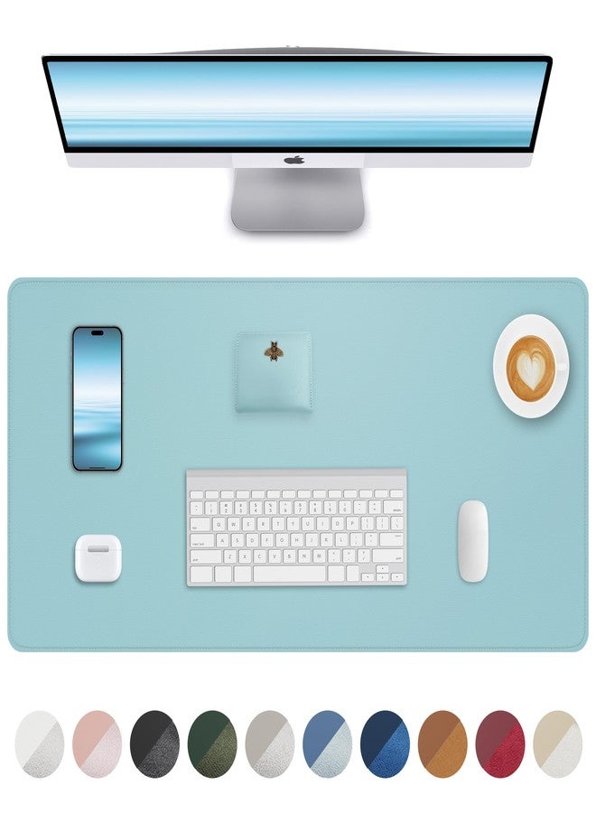 AFIING Leather Desk Pad Protector, Mouse Pad, Office Desk Mat, Non-Slip PU Leather Desk Blotter, Laptop Desk Pad, Waterproof Desk Writing Pad for Office and Home (Teal, 31.5" x 15.7") - Image 1